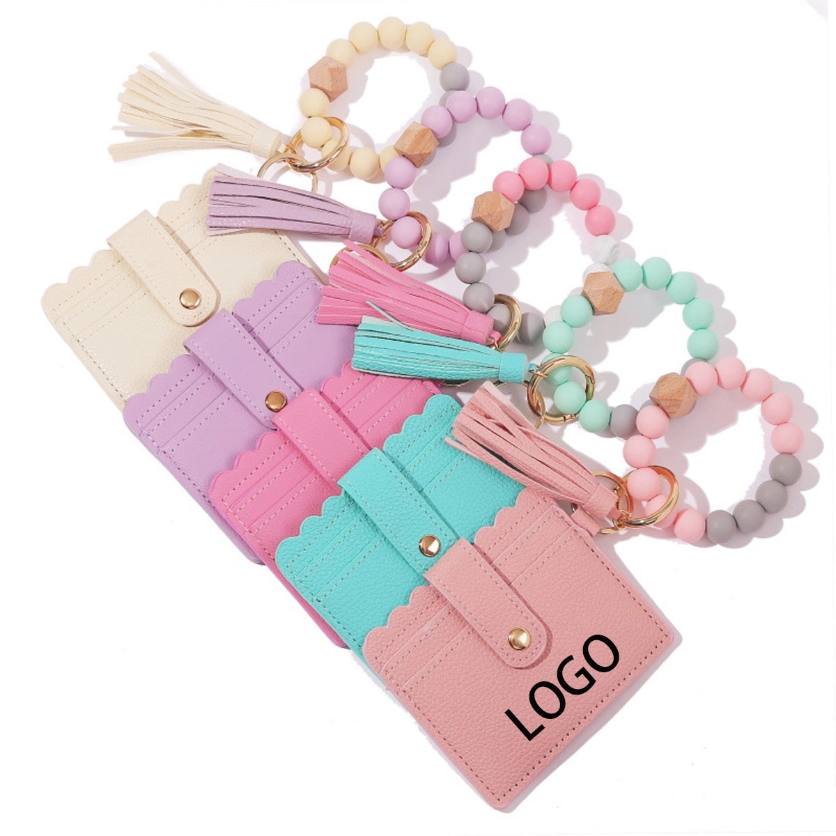 Silicone Bead Bracelet Keychain With Tassel 3
