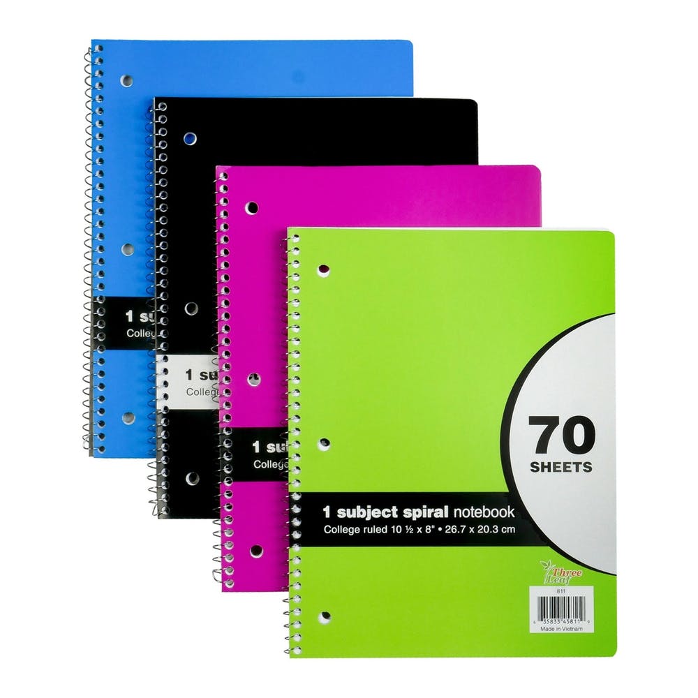 1 Subject College Ruled Spiral Notebook - 70 Sheets 6 Colors 1