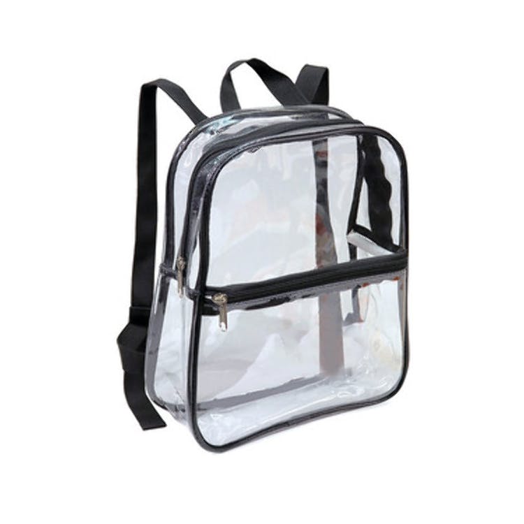 12" Clear Backpacks - Black Trim 60 Count 1