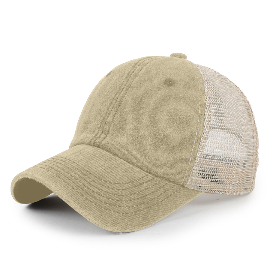 Stock 2-Tone Washed Cotton 6-Panel Trucker Cap 25