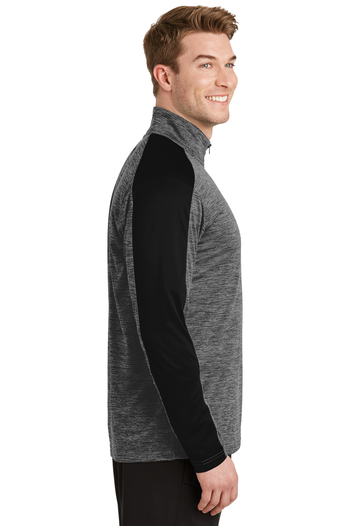 Sport-Tek PosiCharge Electric Heather Colorblock 1/4-Zip Pullover. ST397, custom hoodie or sweatshirt with logo imprint 24