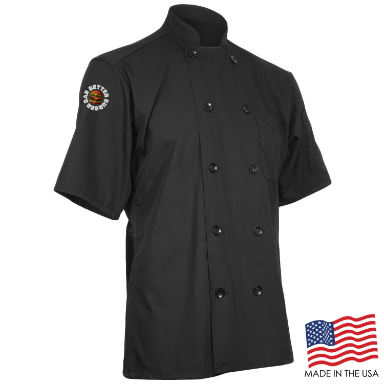 Mesh Back Chef Coat with Short Sleeves (EMBROIDERED LOGO) 11