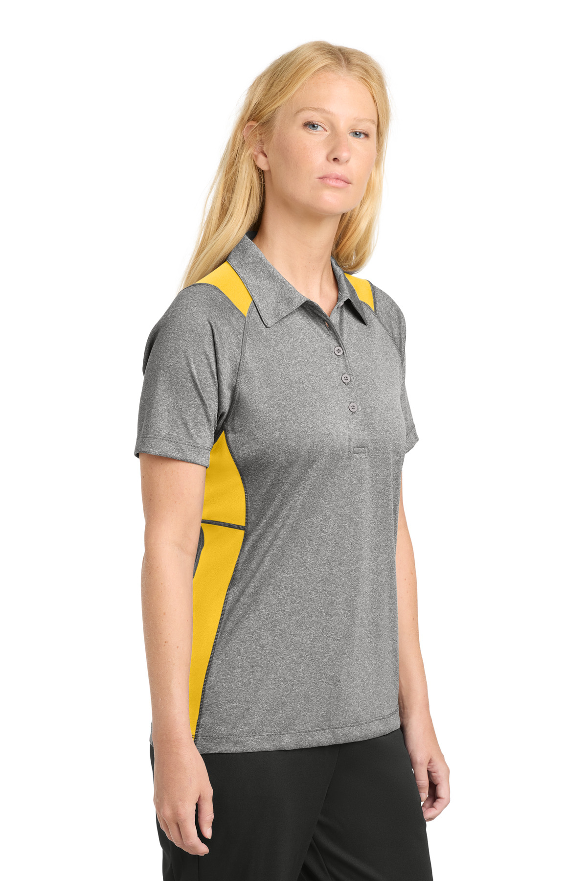 Sport-Tek Women's Heather Colorblock Contender Polo. LST665 7