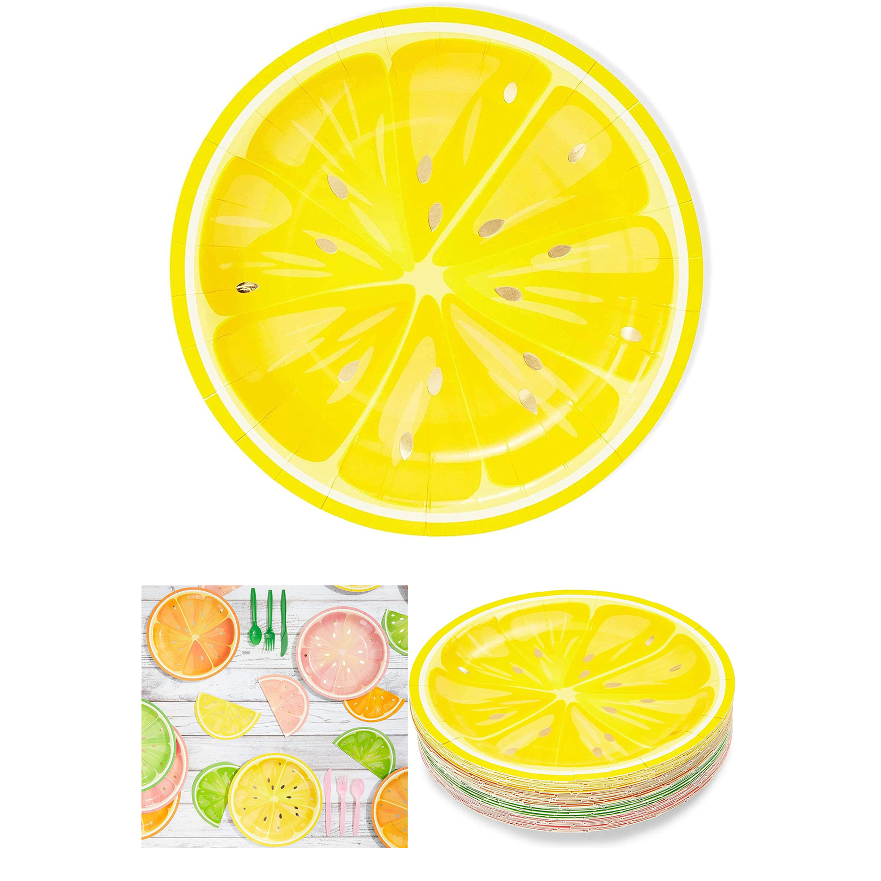 8 Pack Citrus Fruit Party Plate for Summer Celebration