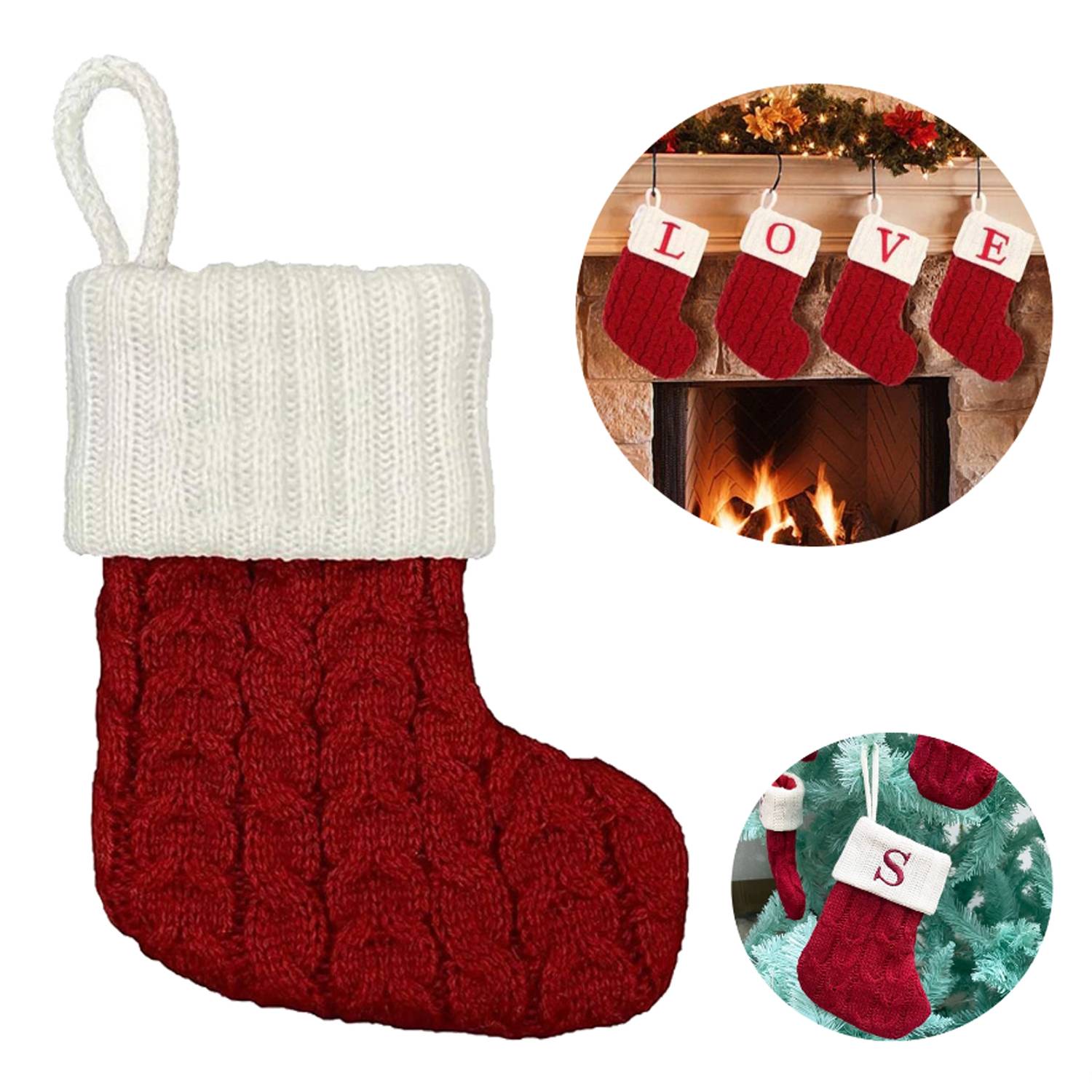 Mini Cotton Knitted Christmas Stocking 7