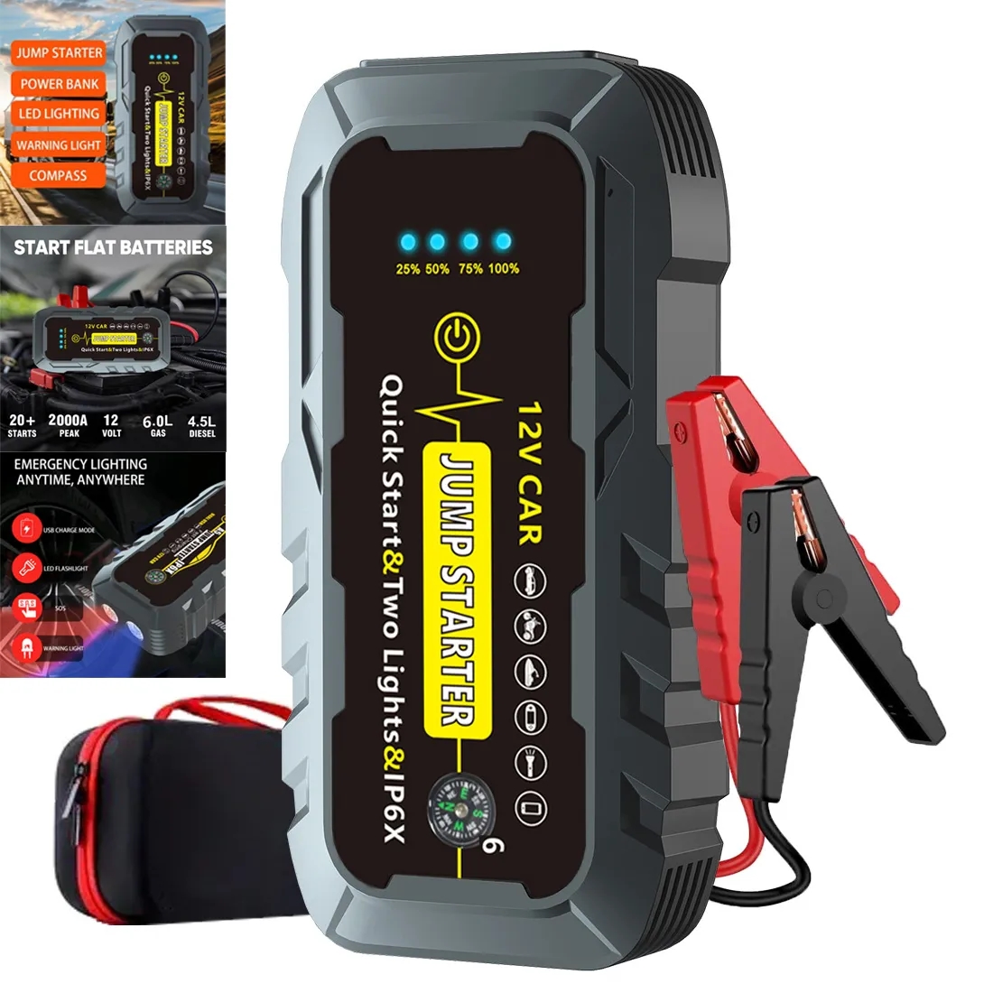 Portable Jump Starter Power Bank Emergency Car Battery Boost 5