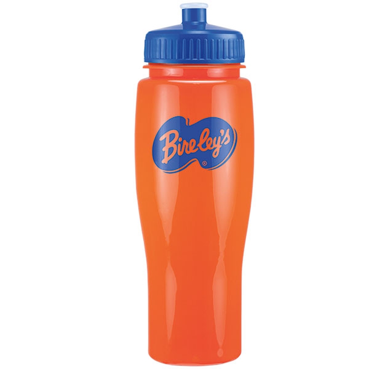 24 Oz Contour Bottle w/ Push Pull Lid - Solid Colors