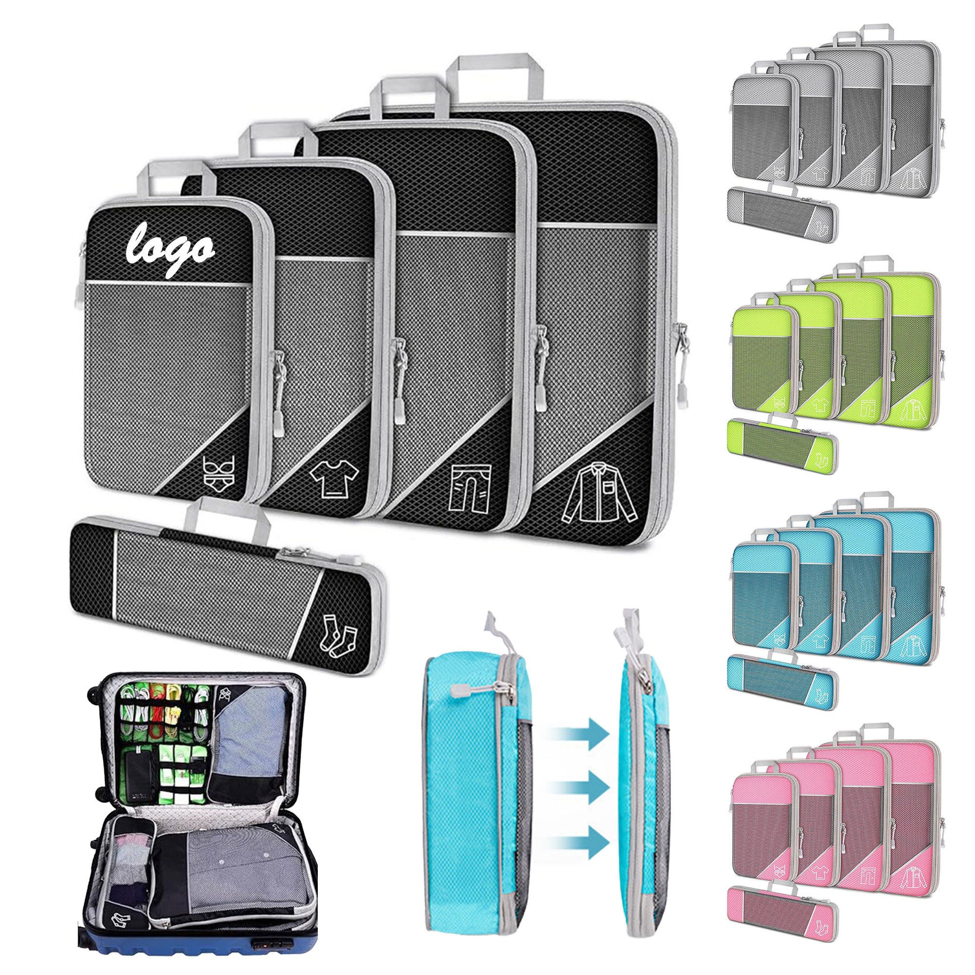 MOQ 30 Expandable Travel Bag Luggage 10"L x 14"W x 3"H 2