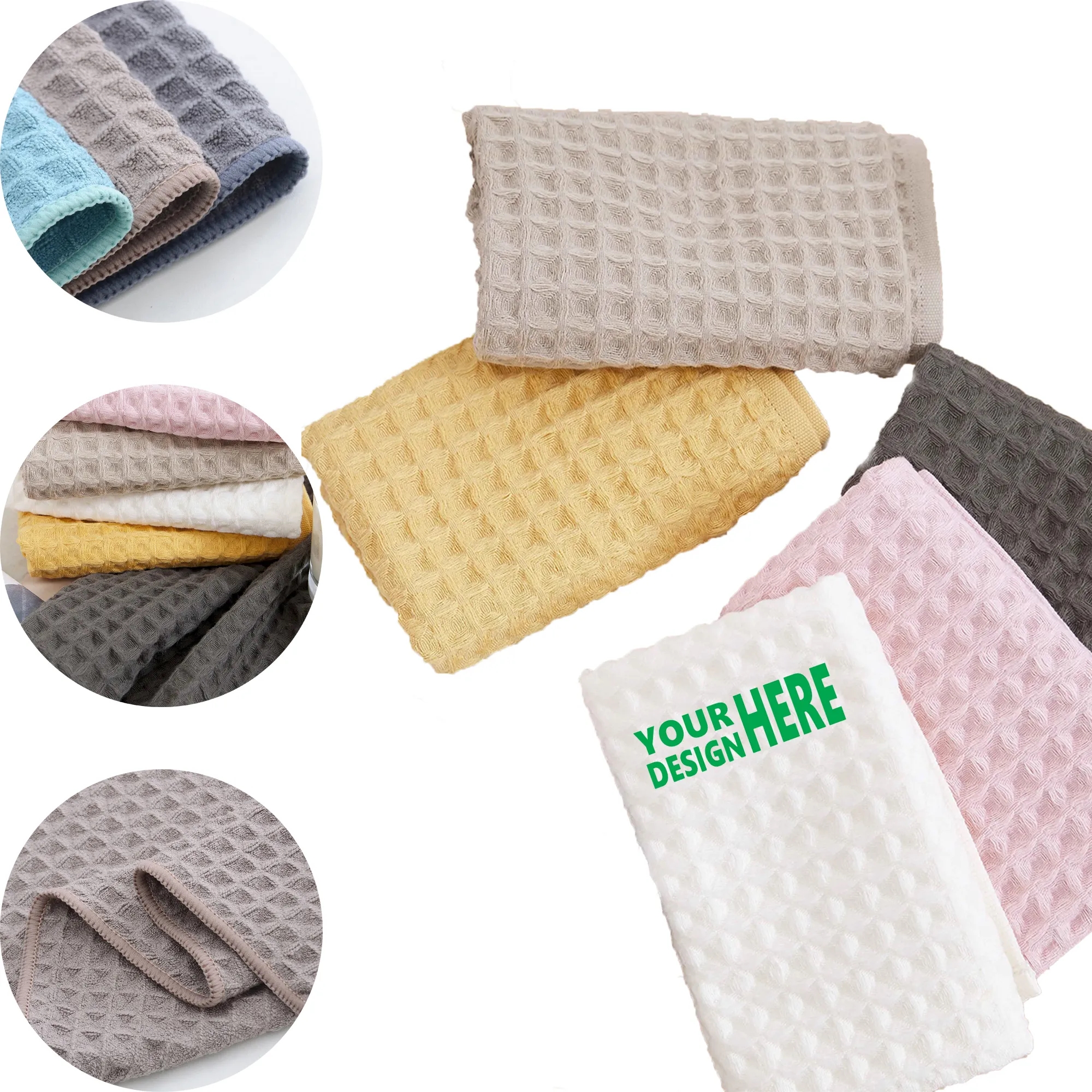MOQ20PCS Soft Cotton Large Plush Waffle Beach Bathroom Towel 3