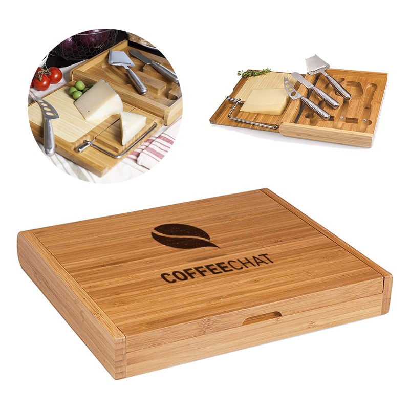 Stainless Steel Cheese Knife Set With Wood Case 1