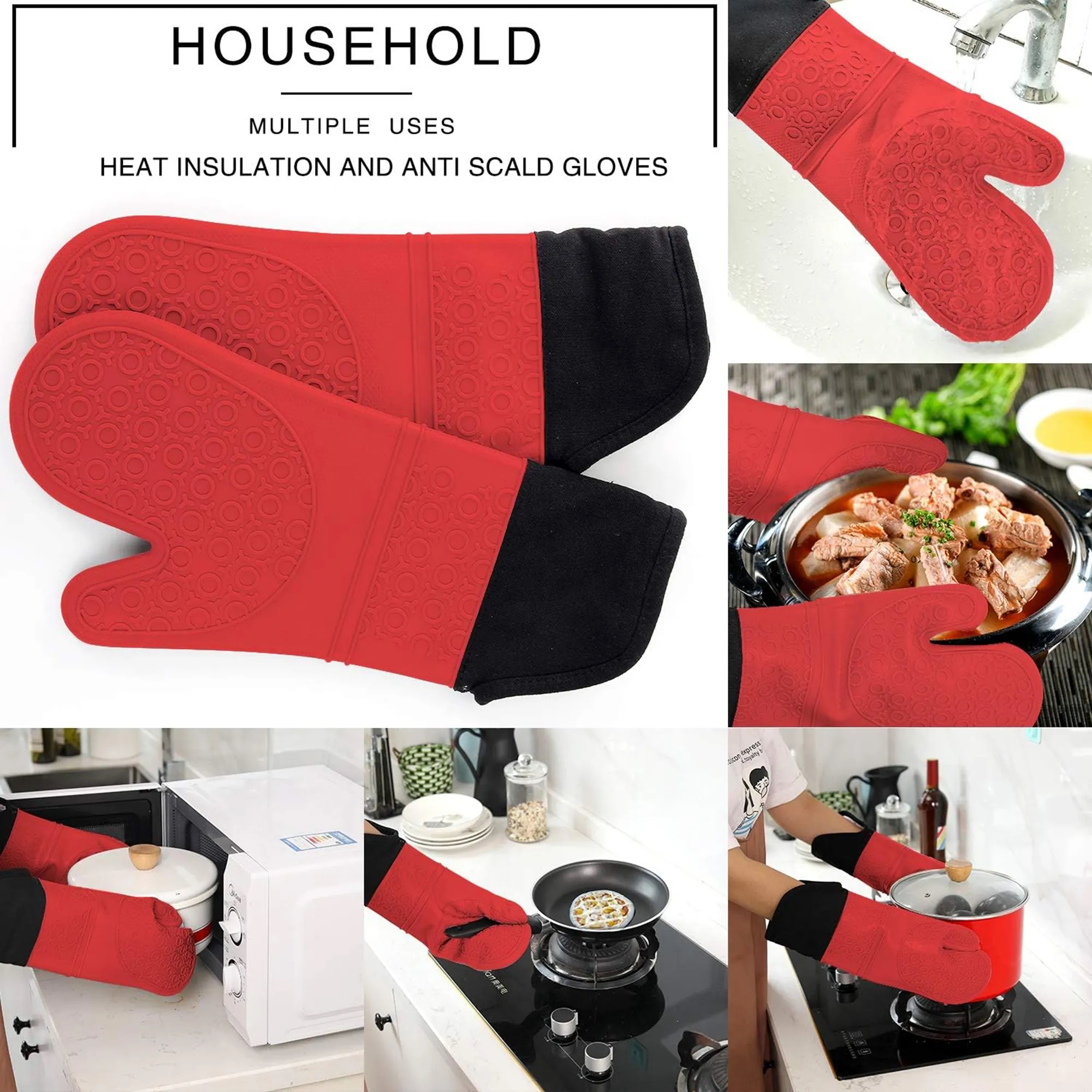 Silicone Heatproof Waterproof Oven Gloves 5