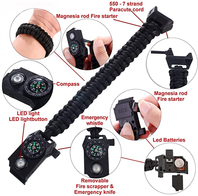 21 in 1 LED Paracord Survival Bracelet 3