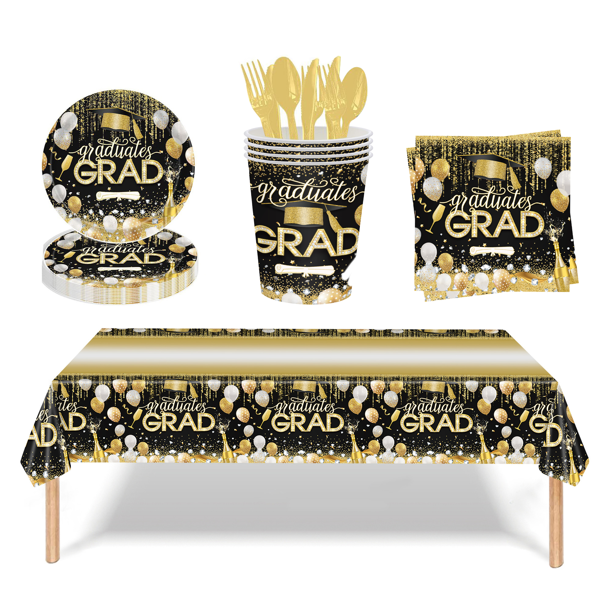 113 PCS Disposable Graduation Tableware 2