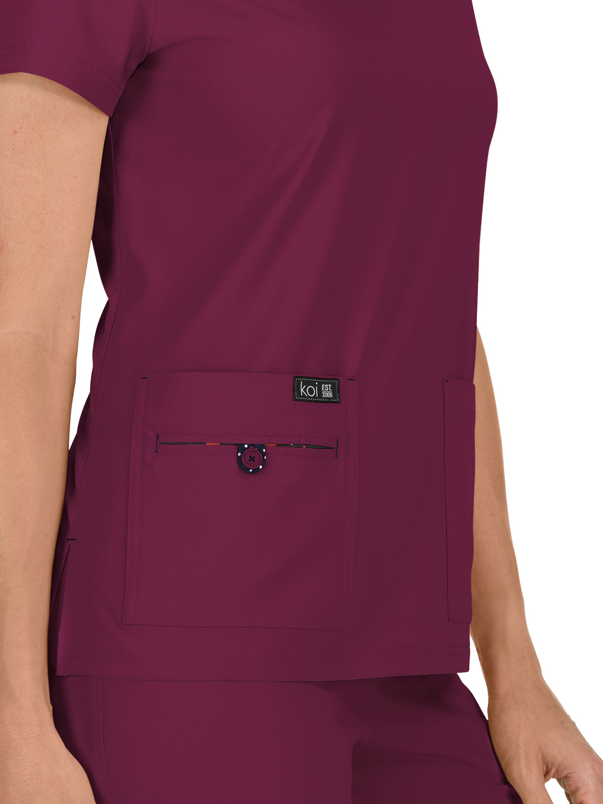 koi - Basics - Women's Four-Pocket Stretch V-Neck Becca Top 88