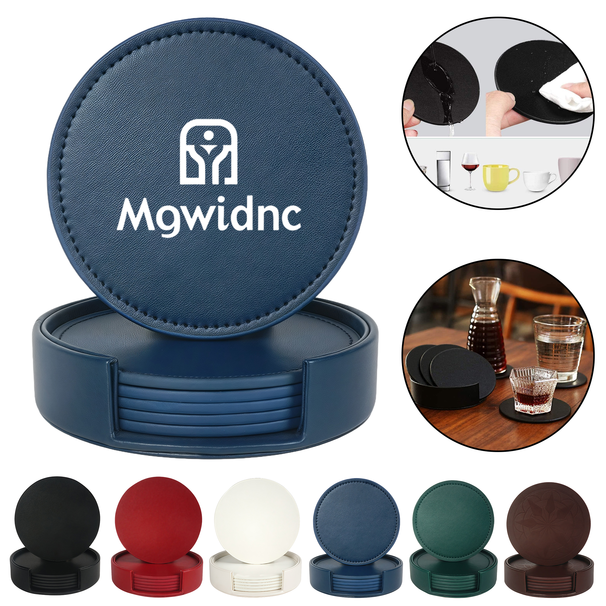 Double-Sided Leather Round Coaster Set
