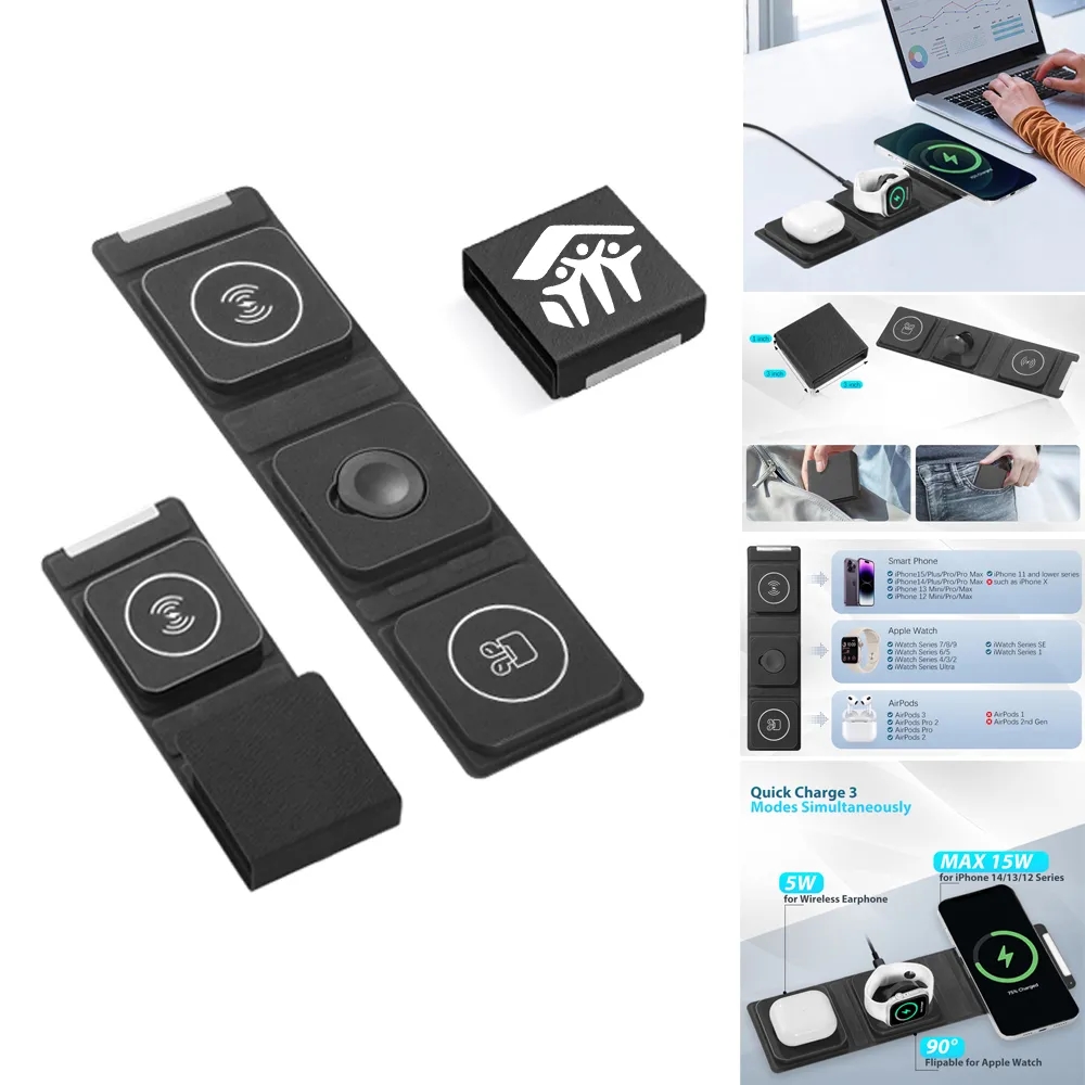 3 in 1 Foldable Wireless Charger with Wall Plug & Gift Box 2