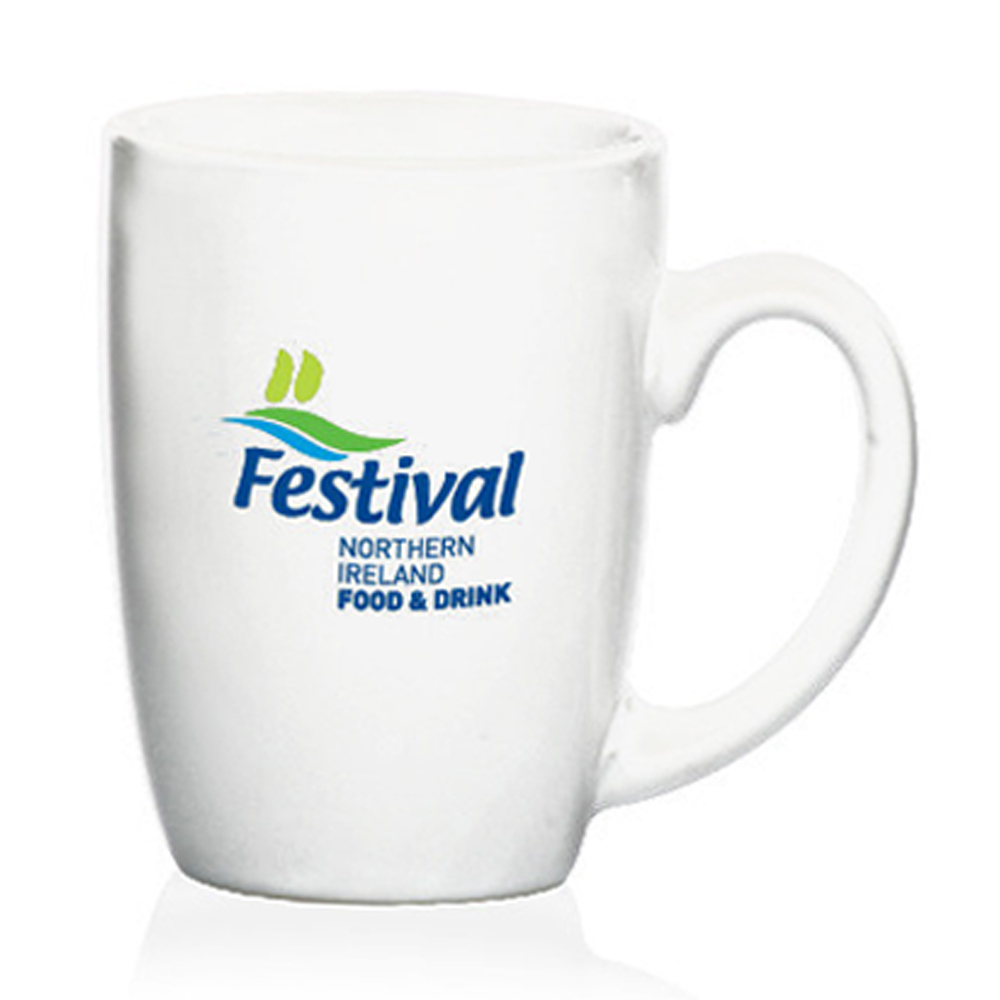 16 oz. Large Mocha Glossy Ceramic Mug - White 4