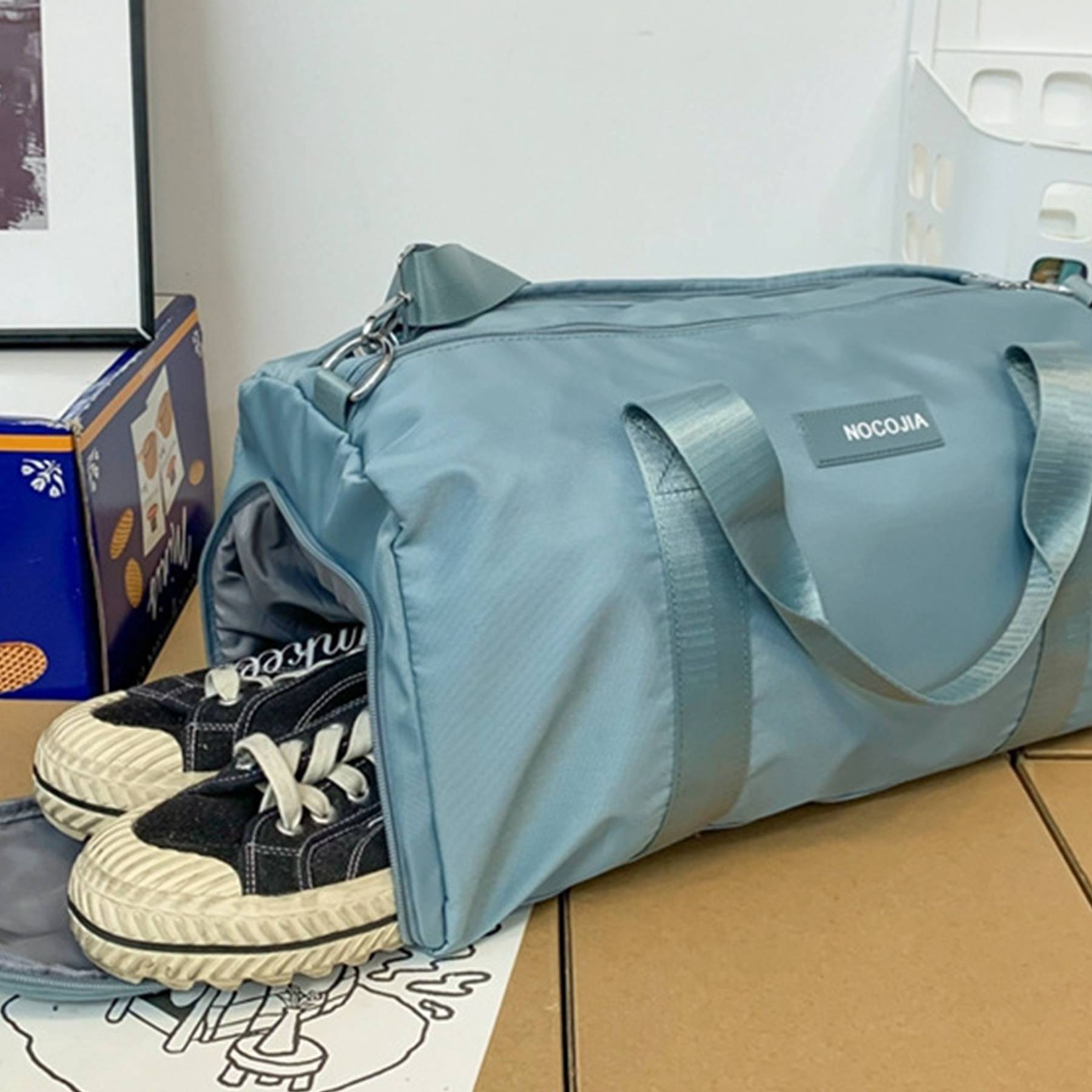 Nylon Travel Duffle Bag with Shoe Compartment & Wet Pocket 2
