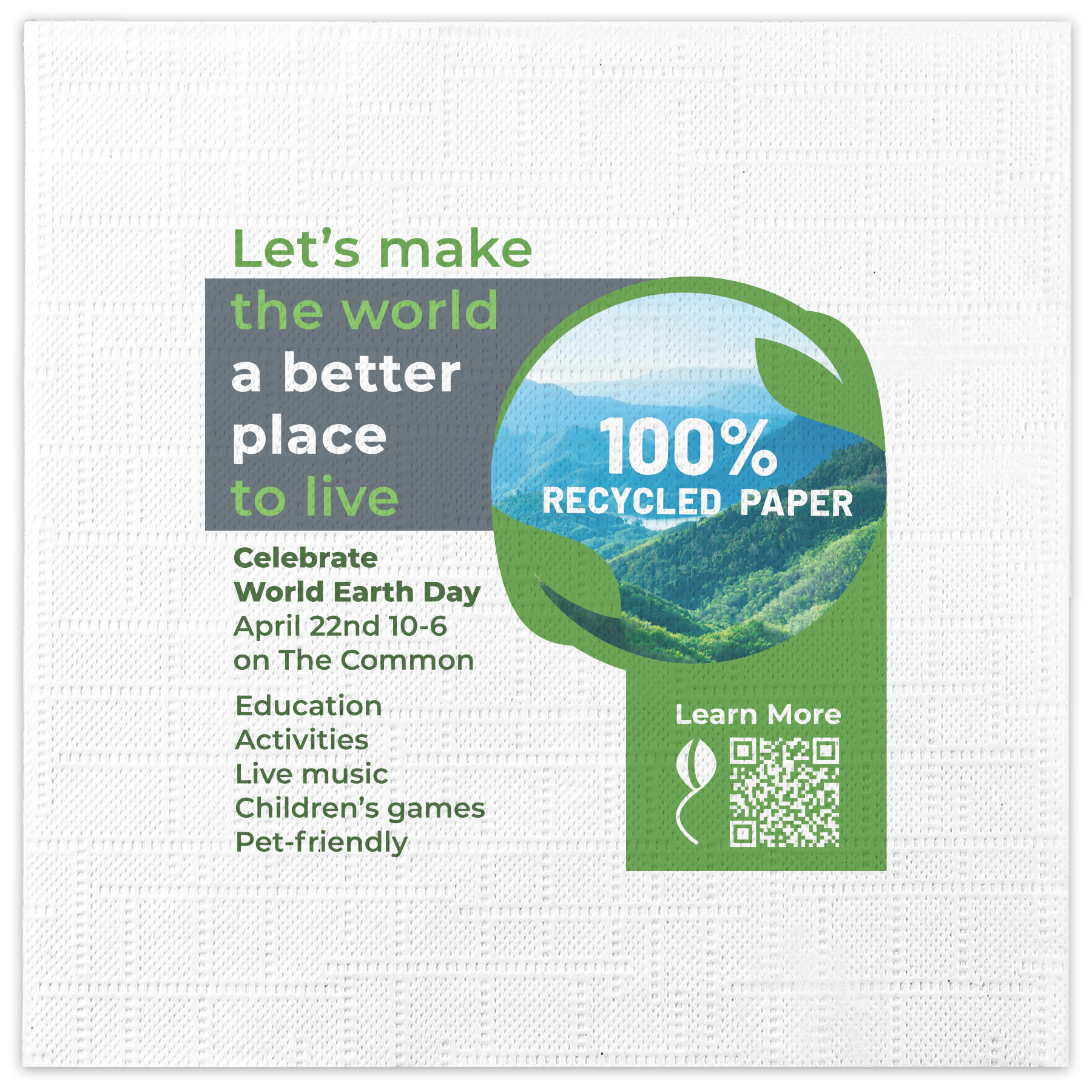 All-Over Embossed 100% Recycled Cocktail Napkins LOW QTY 2