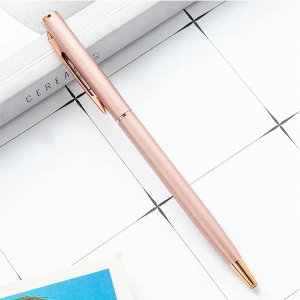 Rose Gold Slim Metal Twist Hotel Pen 2