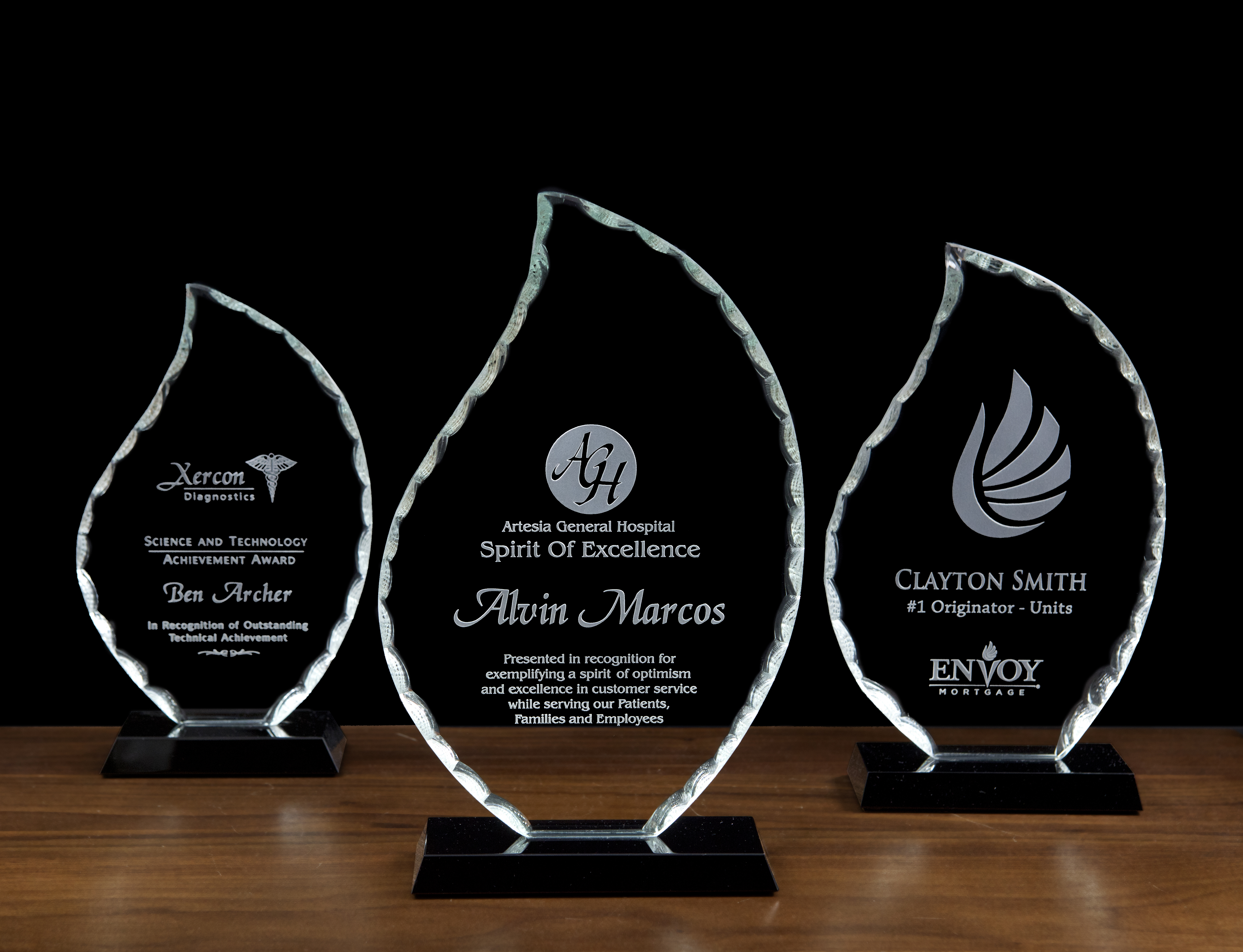 Jet Glass Corona Flame Award (6"x10"x2") 1