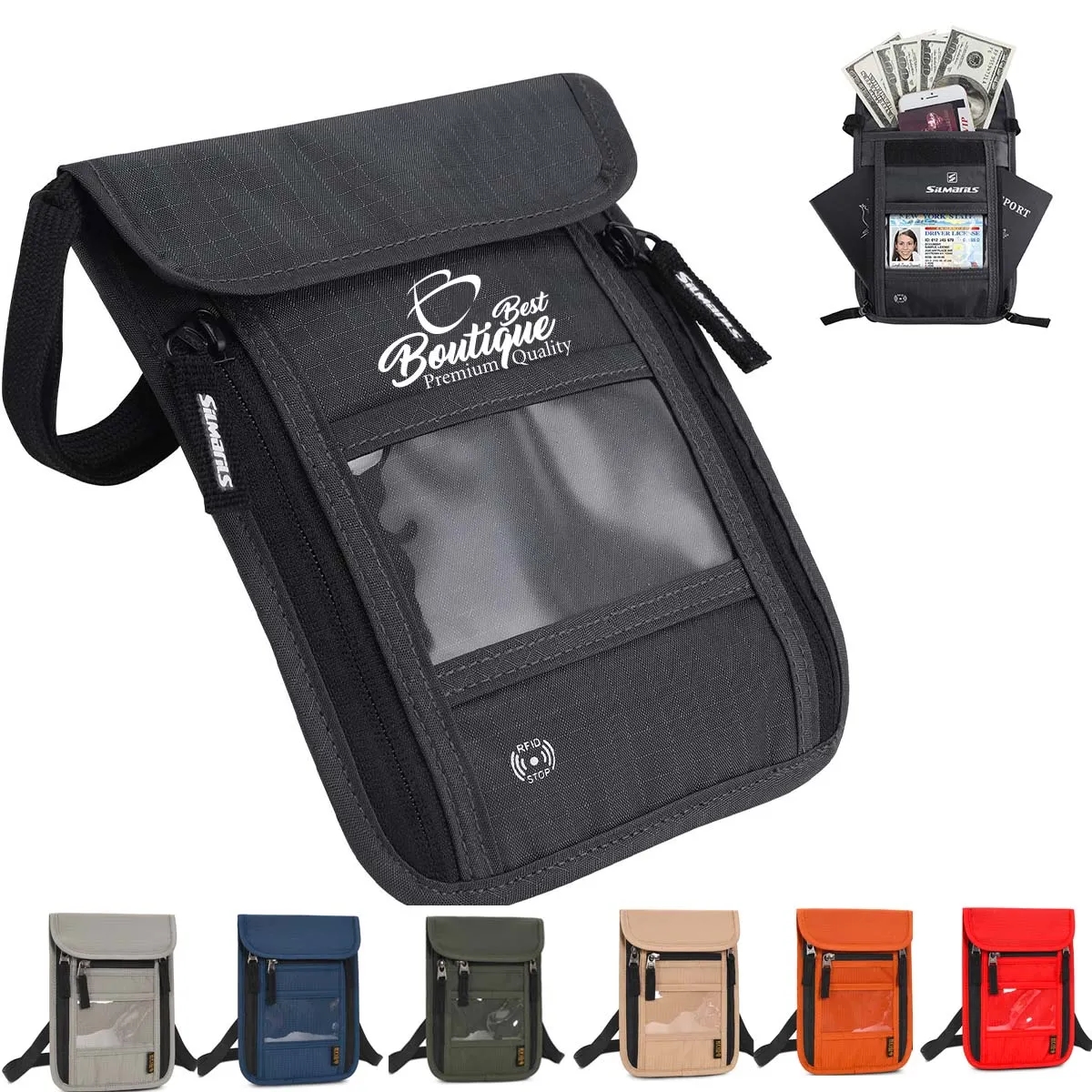 Multifunction RFID Travel Wallet Badge Passport Neck Pouch 2
