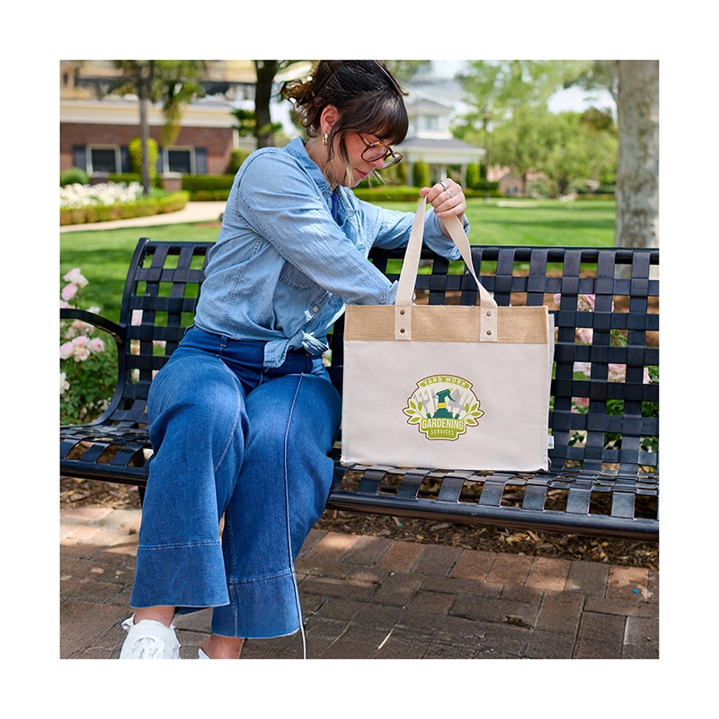 Sophia Canvas Tote With Jute Trim 14