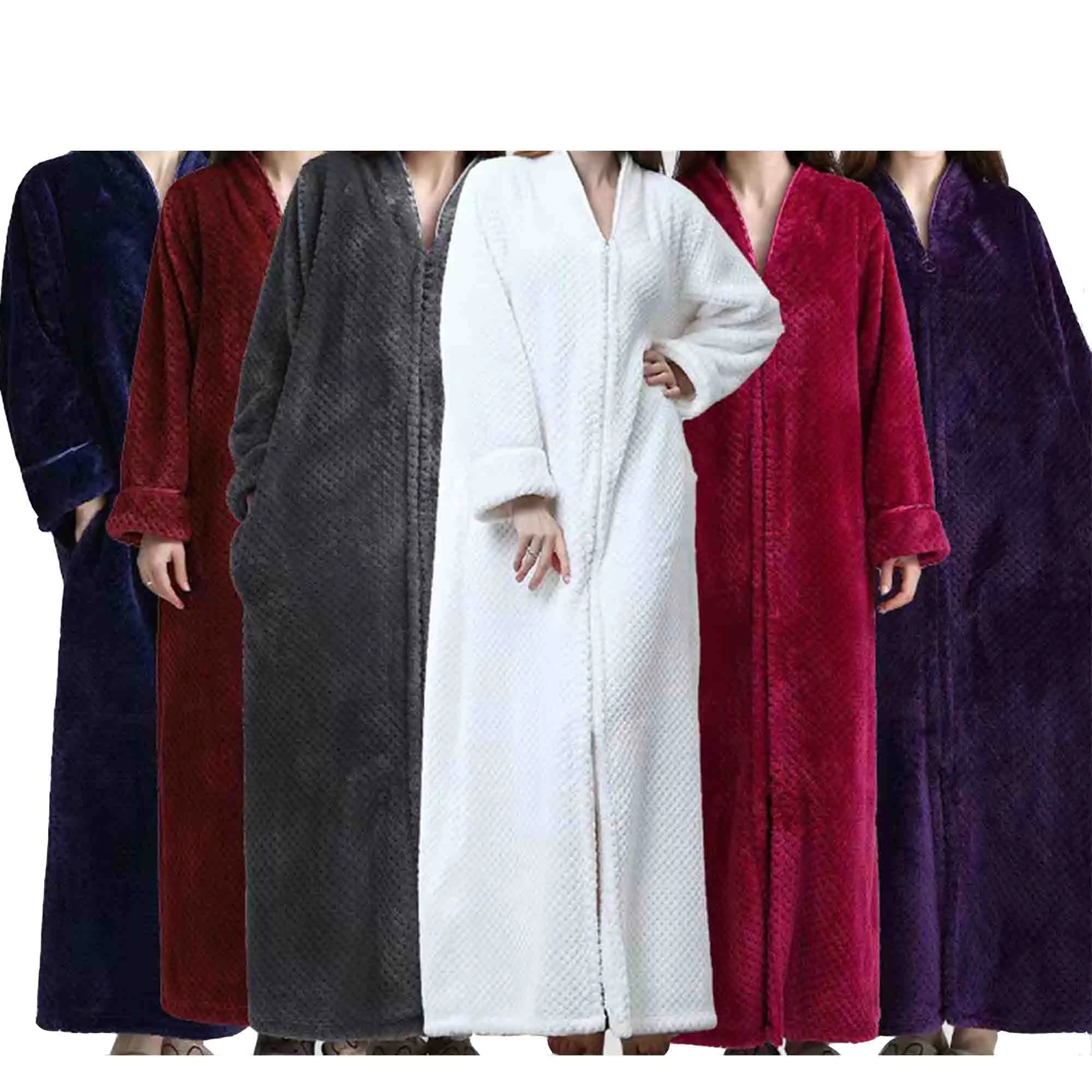 Unisex Flannel Zip Warm Robe 2