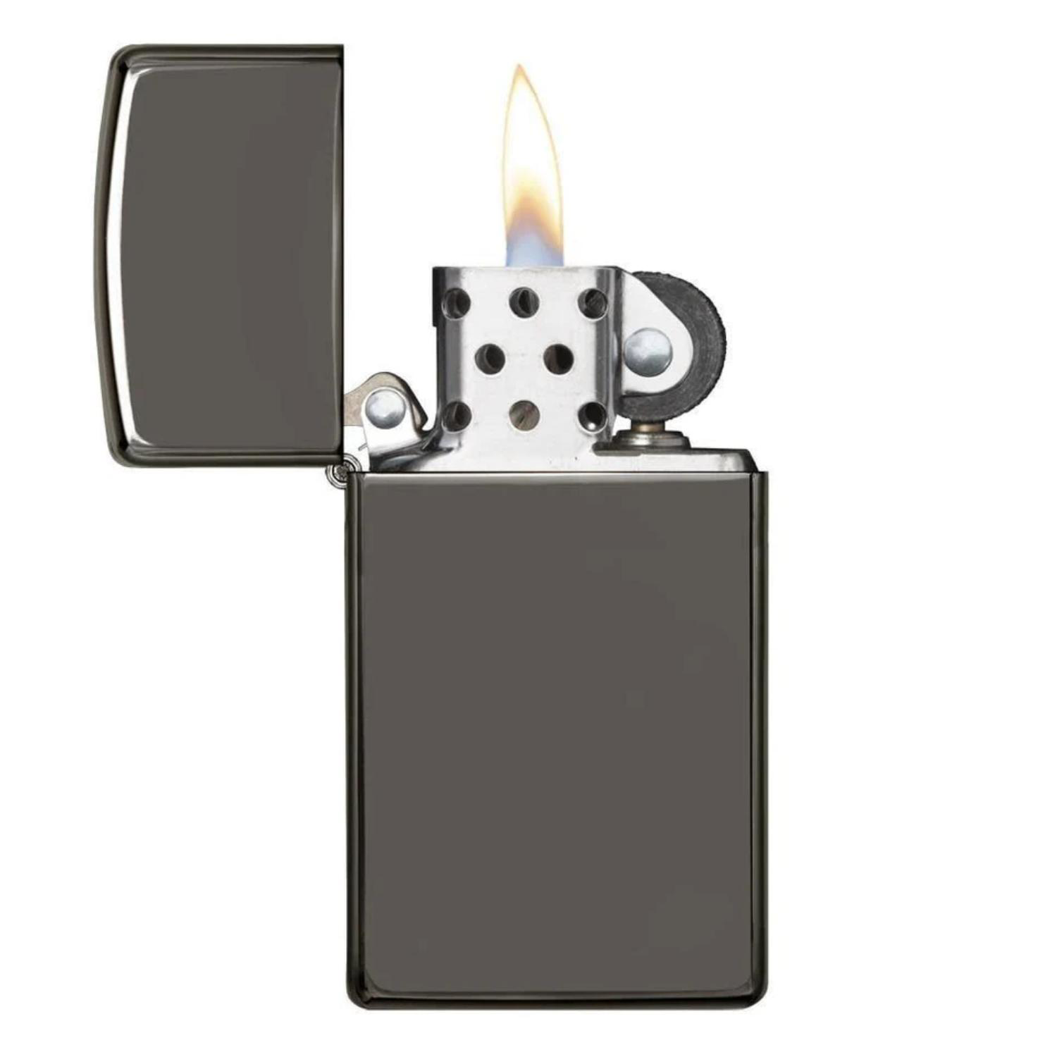 Zippo® USA-Made Slim Black Ice Windproof Lighter 1