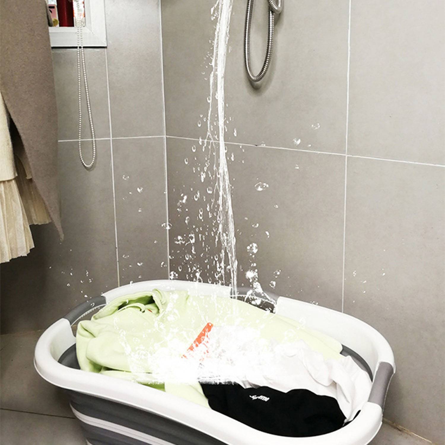 Foldable Plastic Pet Bath Tub Laundry Basket 1