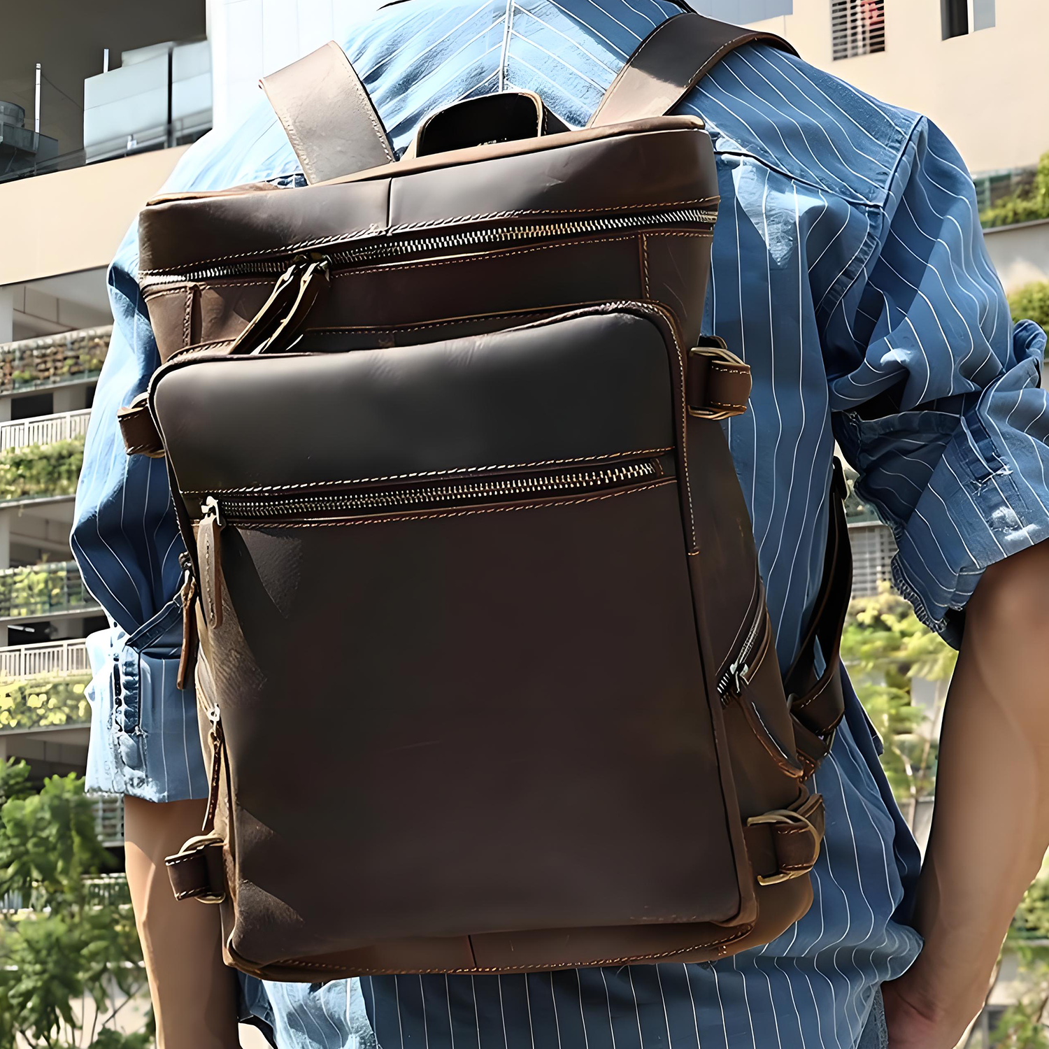 Genuine Leather Vintage Laptop Backpack for Travel 5