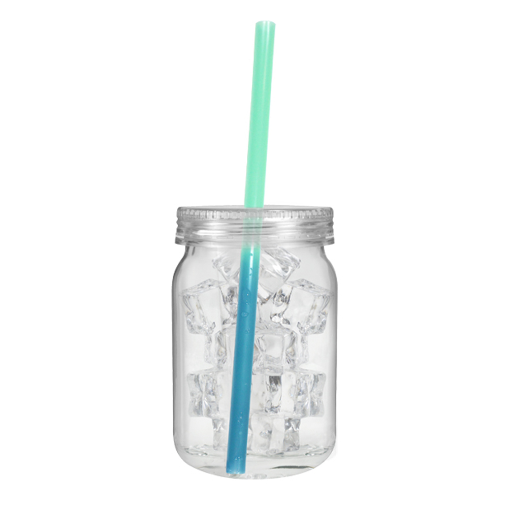 24 oz. Plastic Mason Jar with Mood™ Straw 14