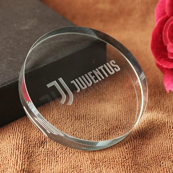 3.5" Crystal Round Paperweight 2