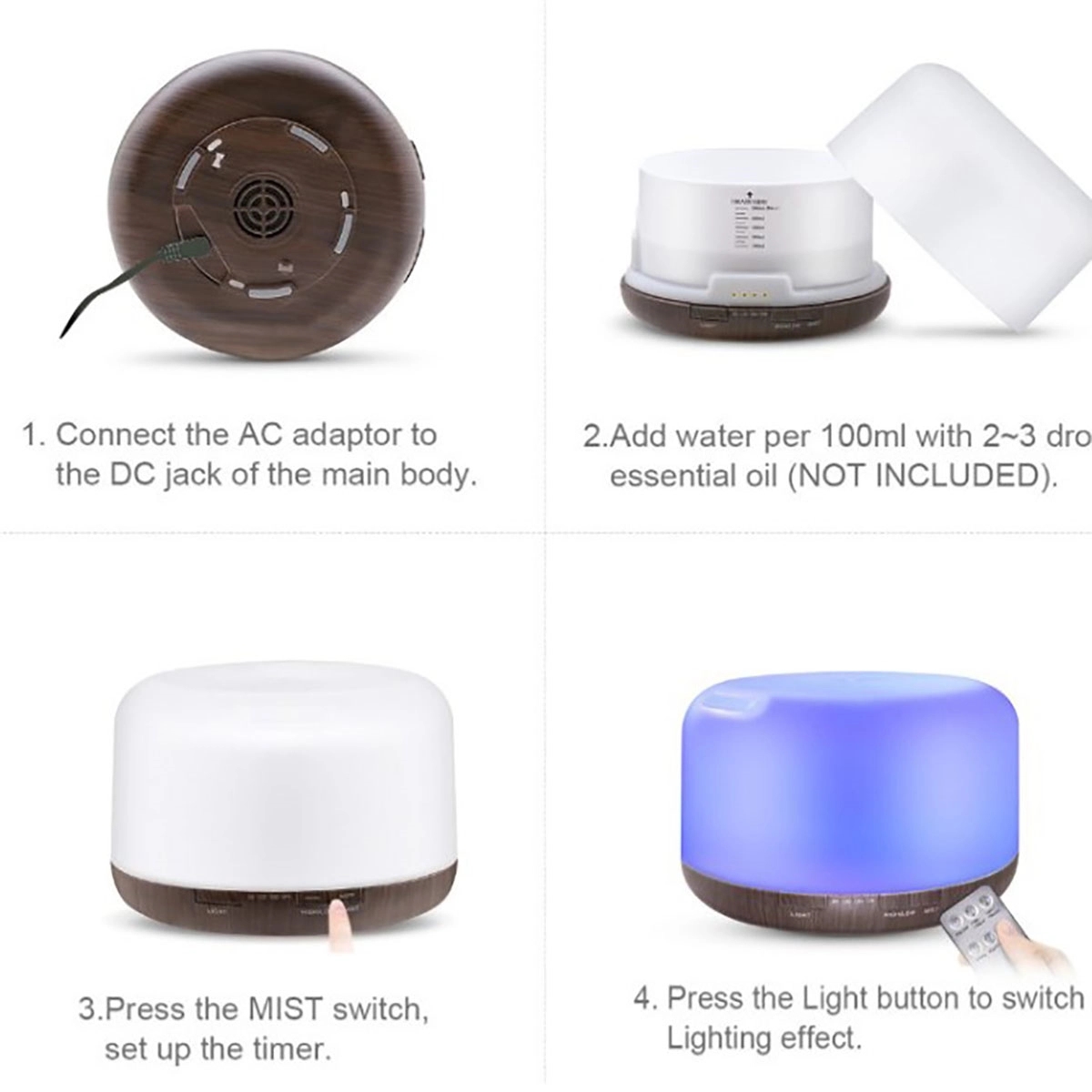 500Ml Essential Oil Diffuser Bluetooth Speaker 6
