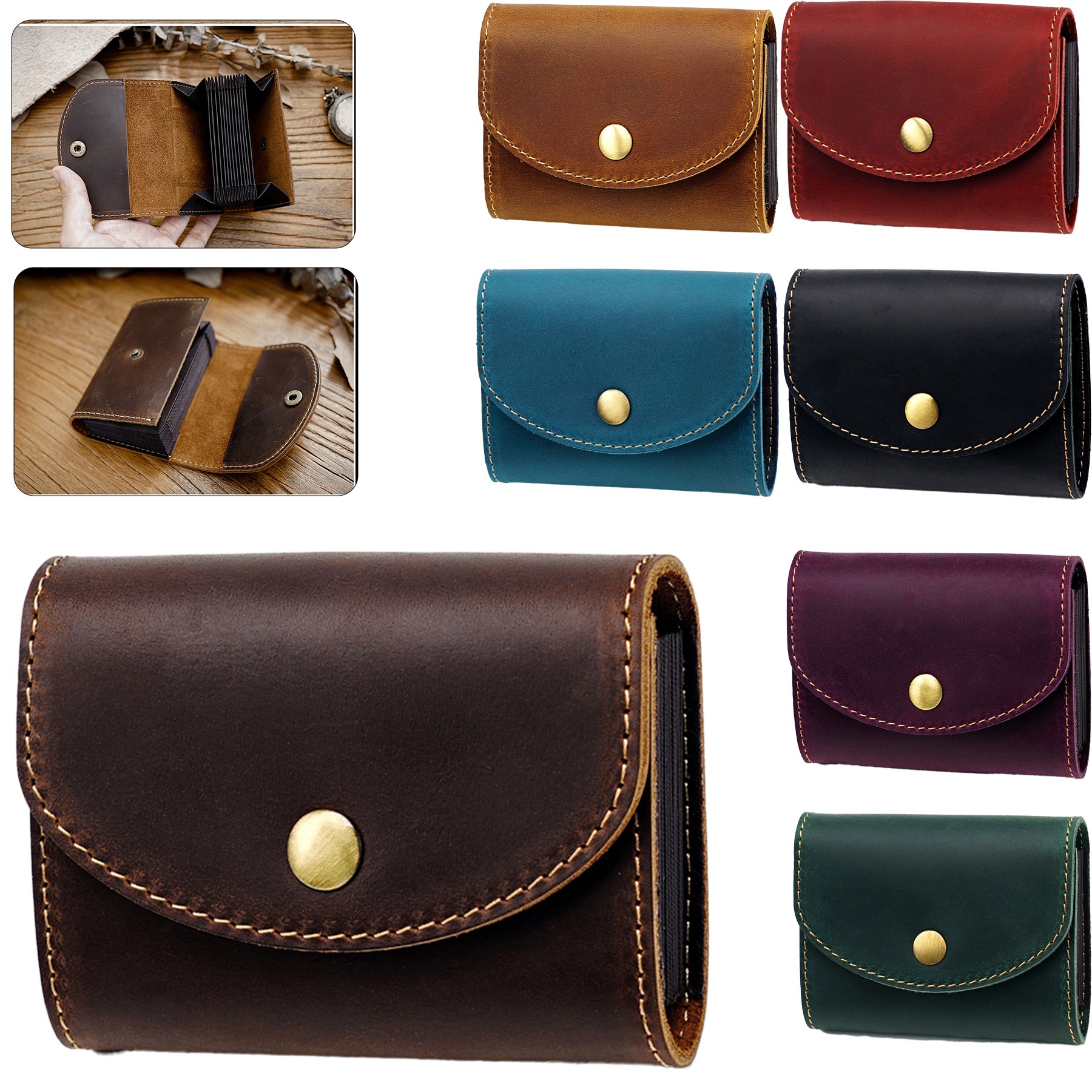 Cowhide Accordion Card Holder 7