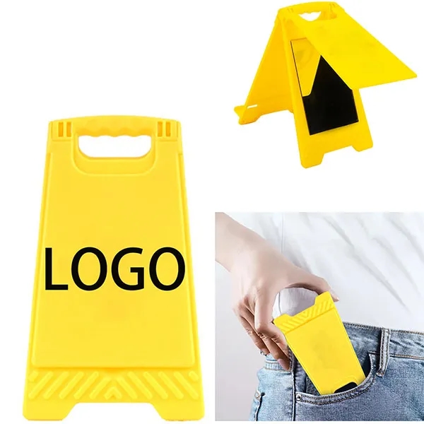 Portable Foldable Warning Sign Phone Holder Stand w/Mirror 3