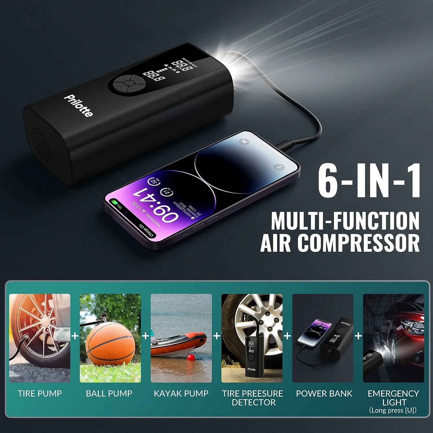 Multi-Function Air Compressor with Zippered Storage Case 3