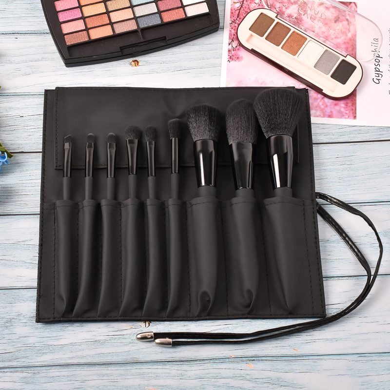 9pcs Diamond Black Makeup Brushes Set w/Bind PU Bag 5
