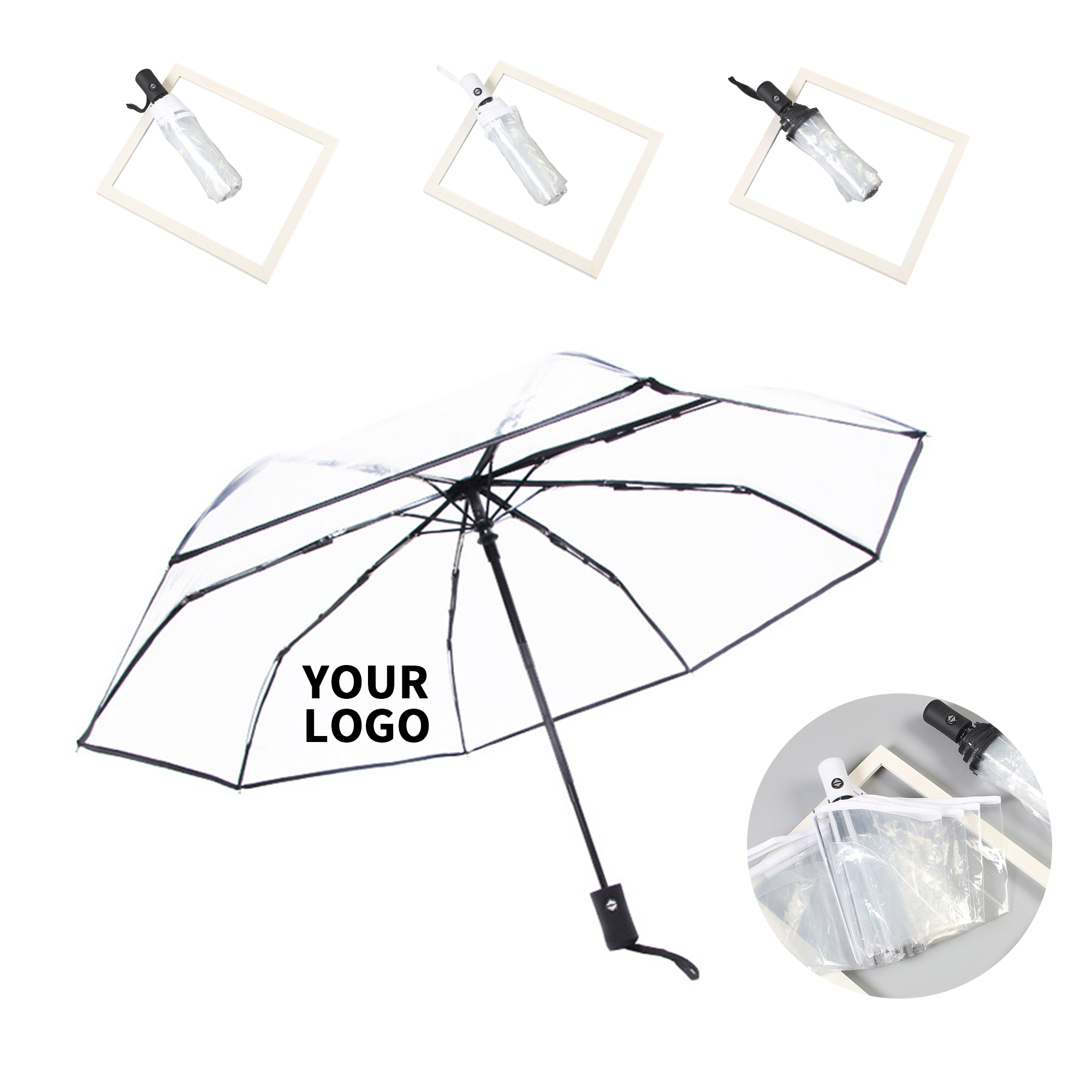 Automatic Transparent Umbrella With Push Button Handle 4