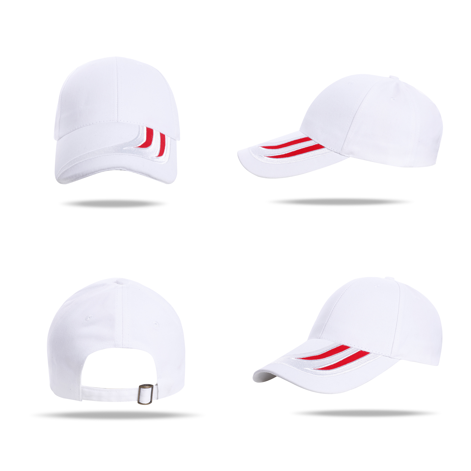 Stock 2-Tone Designed Cotton 6 Panel Cap w/Single Buckle Back Fastener 7