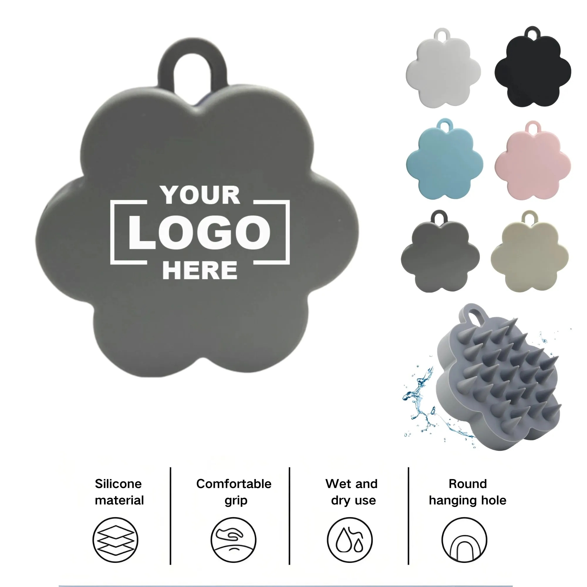 Silicone Head Meridian Massage Shampoo Brush