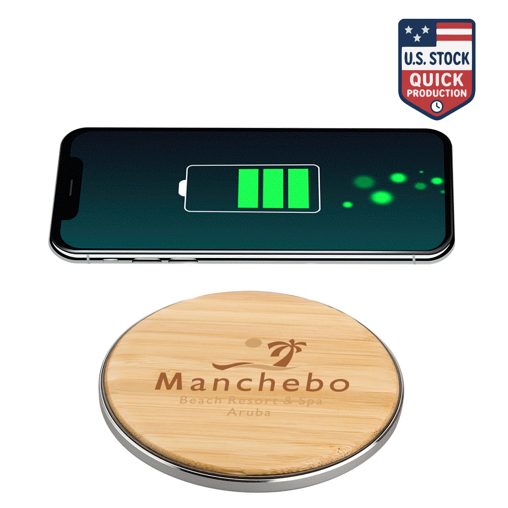 15W Fast Charging Bamboo Qi Wireless Charger 3