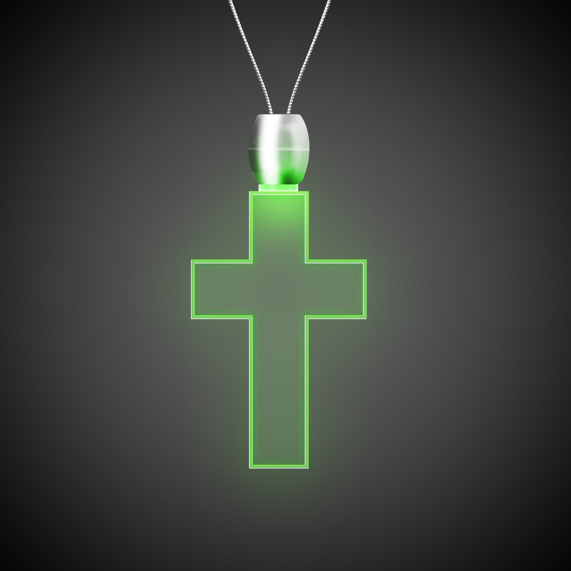Cross Green Light-Up Acrylic Pendant Necklace