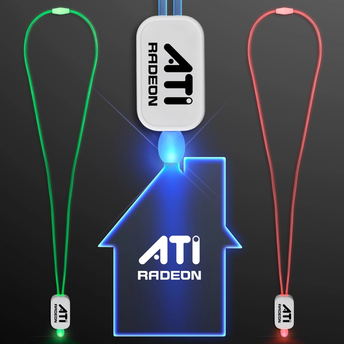 LED Neon Lanyards with Acrylic House Pendant 1