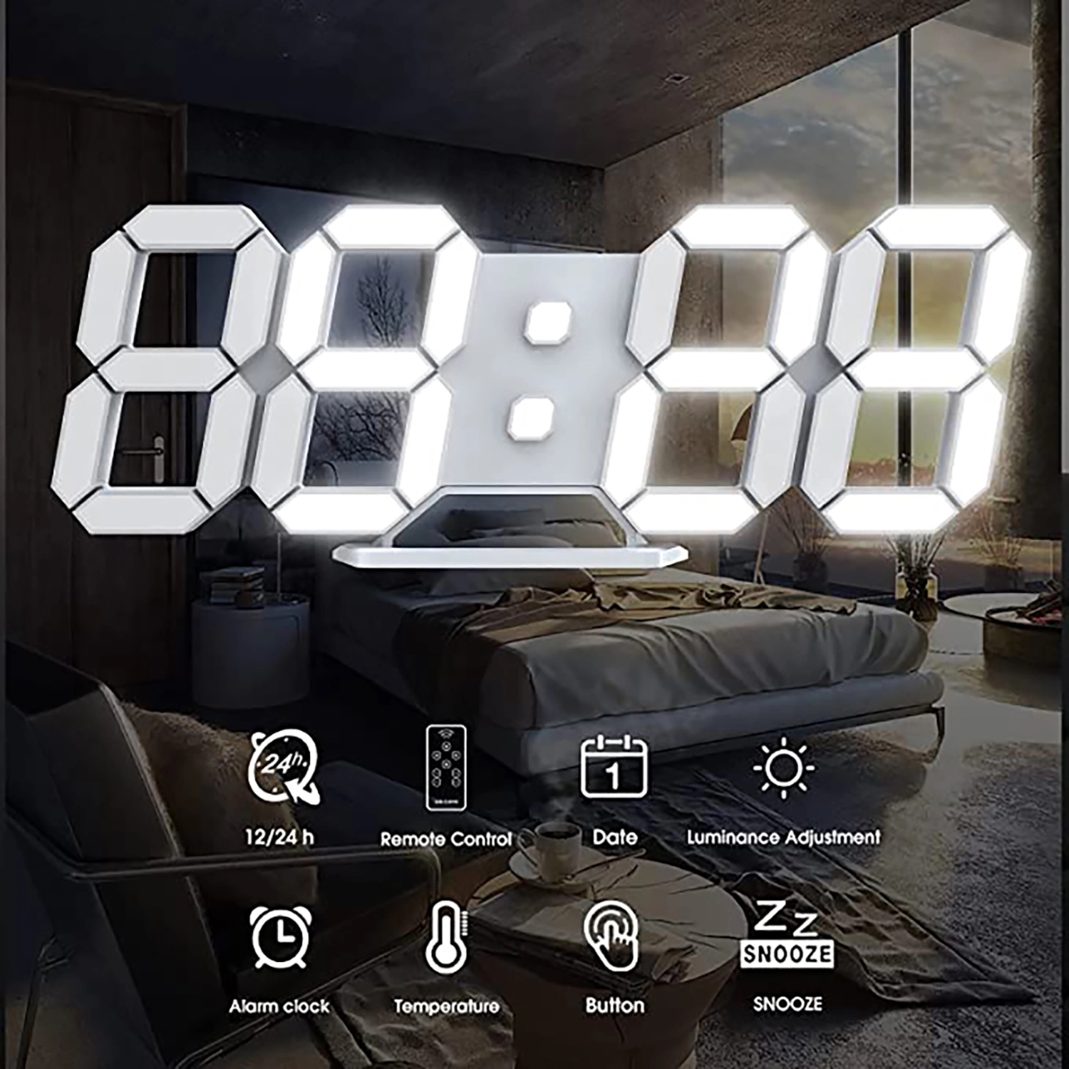 Led Digital Alarm 3D Wall Clock 7