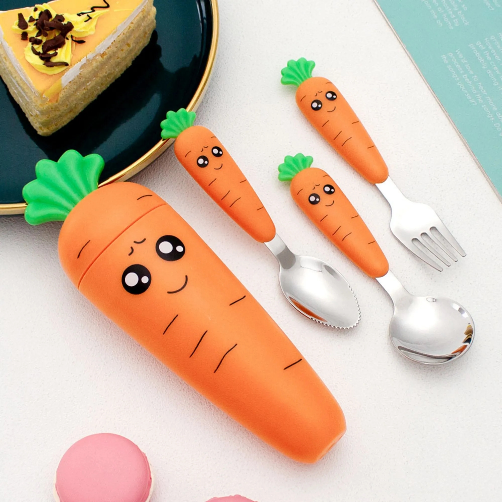 Cute Radish-Shaped Baby Stainless Steel Flatware Set 5