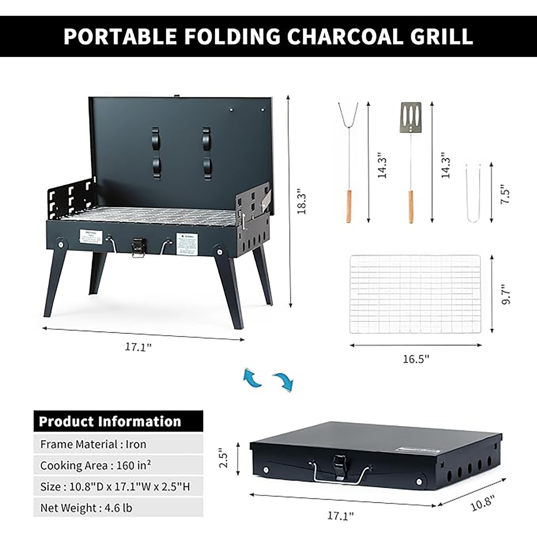 Folding Portable Charcoal Grill 1