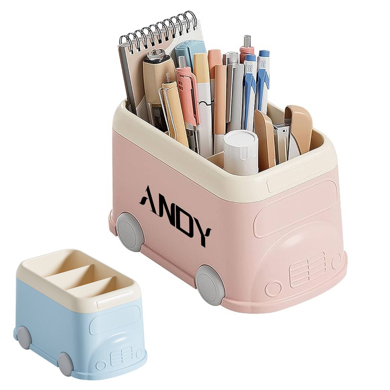 Bus Shaped Pen Pot Desk Organizer Case Cosmetic Brush Holder 3