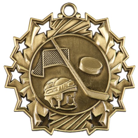 Hockey Ten Star Medal, 2-1/4" 2