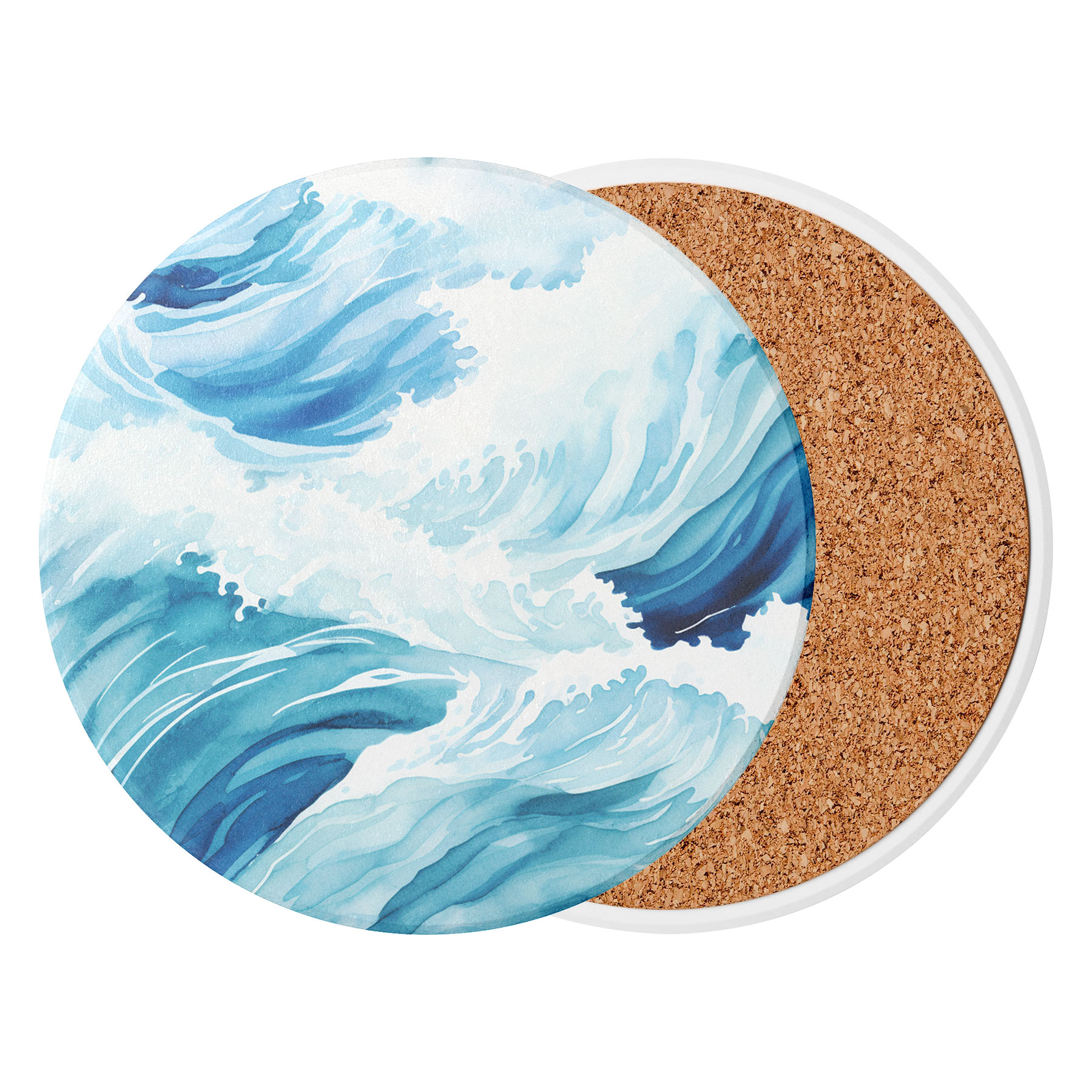 3.5'' Circular Ceramics Coaster With Cork Base 9